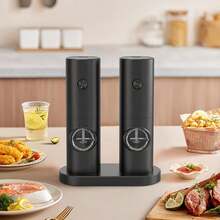 2pcs Electric Salt And Pepper Grinder Set, Adjustable Coarseness, Ceramic Grinding Stone, One-Hand Operation, Cooking Accessory[Modern Kitchen Utensils | Refillable Grinder Operation, Refillable, LED Light, Compact Design Suitable For Kitchen And Restaurant, Battery Operated (Battery Not Included) - Pepper Grinder - View 14