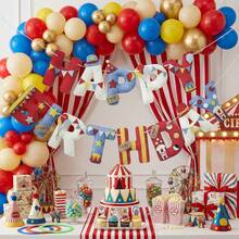 1 Set 2D Flat Felt Circus Red & Blue Theme Decorative Banner, Birthday Party Decoration Banner, Room Decoration, Bedroom And Living Room Universal Decoration Banner, Suitable For Birthday Party Decoration, Cartoon Style Fun Circus Birthday Banner - A - View 8