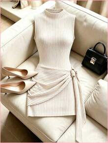 Women Mini Dresses - Apricot - View 1