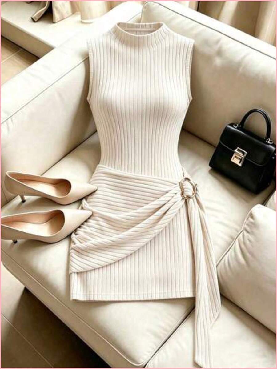 Women Mini Dresses - Apricot - View 1