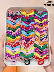 100/50/30/10pcs Colorful Printed Rabbit Ear Hair Scrunchies, High Elasticity Non-Damaging Hair, Sweet Cute Hair Accessories - Suitable For Girls And Teenagers, Daily, Vacation, School, Date - Multicolor - View 10