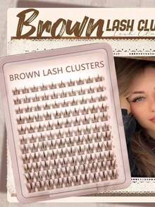 Brown Natural Thin Eyelash Clusters, Anime Style Eyelash Clusters, Spiky Eyelash Extensions, C Curl Single Eyelash Extensions, Spiky Single Eyelash Extensions, 10-16mm Flat Base Eyelash Clusters, DIY Home False Eyelashes 110pcs - D - View 8