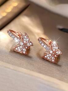 1pc Elegant Cubic Zirconia Hoop Earrings Women Wedding Anniversary Accessory Gift - 1# - View 4