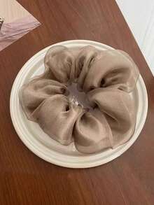 韓式美人魚泡泡網大號髮圈，優雅髮飾，特大號女款髮飾，節日配件，馬尾束髮圈，髮圈，髮繩，彈性髮圈，旅行用品，生日禮物 - 米色 - 查看 7
