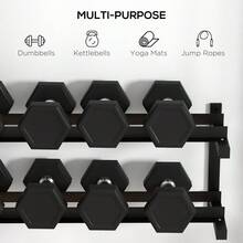 Wall-Mounted Dumbbell Rack, 2-Tier Weight Stand, Space-Saving And Multi-Functional Steel Organiser For Home Gym, Black - T0001-01-12423 - View 8