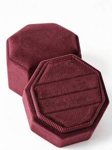 1pc Velvet Ring Box, Hexagonal 3-Slot Ring Box, Suitable For Wedding Ceremony, Can Hold Multiple Rings, White Engagement Wedding Commemorative Box, Wedding Ring Storage Box, Engagement Ring Organizer Box - Multicolor - View 46