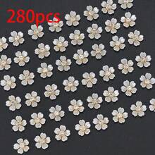 50朵/袋，14毫米五瓣紫薇花，金色底座爪镶水钻树脂花，无孔珍珠，用于服装装饰 - 白色 - 查看 8