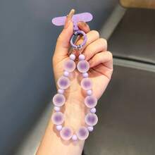 1pc Matte Beaded Phone Chain Charm, Unique Premium Frosted Texture Bracelet, Niche Wrist Chain, Summer Fresh Candy Color Hanging Chain, Travel Anti-Loss Charm, Camera/ Pendant, Bag/Case Strap With Clip - Multicolor - View 6