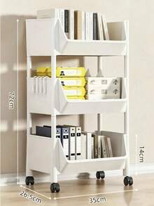 3/4/5 Tier Rolling Storage Cart, White Plastic Multi-Layer Mobile Shelving Organizer With Wheels, Freestanding Utility Storage Trolley For Bathroom, Bedroom, Kitchen & Office,Movable Storage Rack, Slim Gap Trolley - View 7