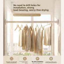 1pc No-Drill Adjustable Shower Curtain Rod, Telescopic Rod Available In Black, White, Grey With Multiple Sizes, Can Be Used As Curtain Rod, Closet Rod, Balcony Drying Rack, Towel Bar, Etc., Suitable For Bathroom, Closet, Balcony, Door And Window And Other Various Scenes - Hexagonal Cushion - View 8