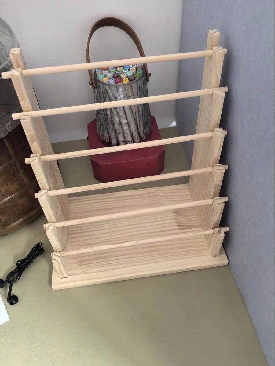 1 Wooden Desktop Jewelry Rack, Can Hold Bracelets, Bangles, Journal Tape, Keychains, And Bracelets. Detachable Design, Perfect For Storing Pendants, Hair Accessories, And Keychains.