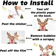 Merry Christmas Car Stickers Waterproof Santa Claus & Reindeer Window Decals Self-Adhesive PVC Christmas Decorations - Multicolor - View 3