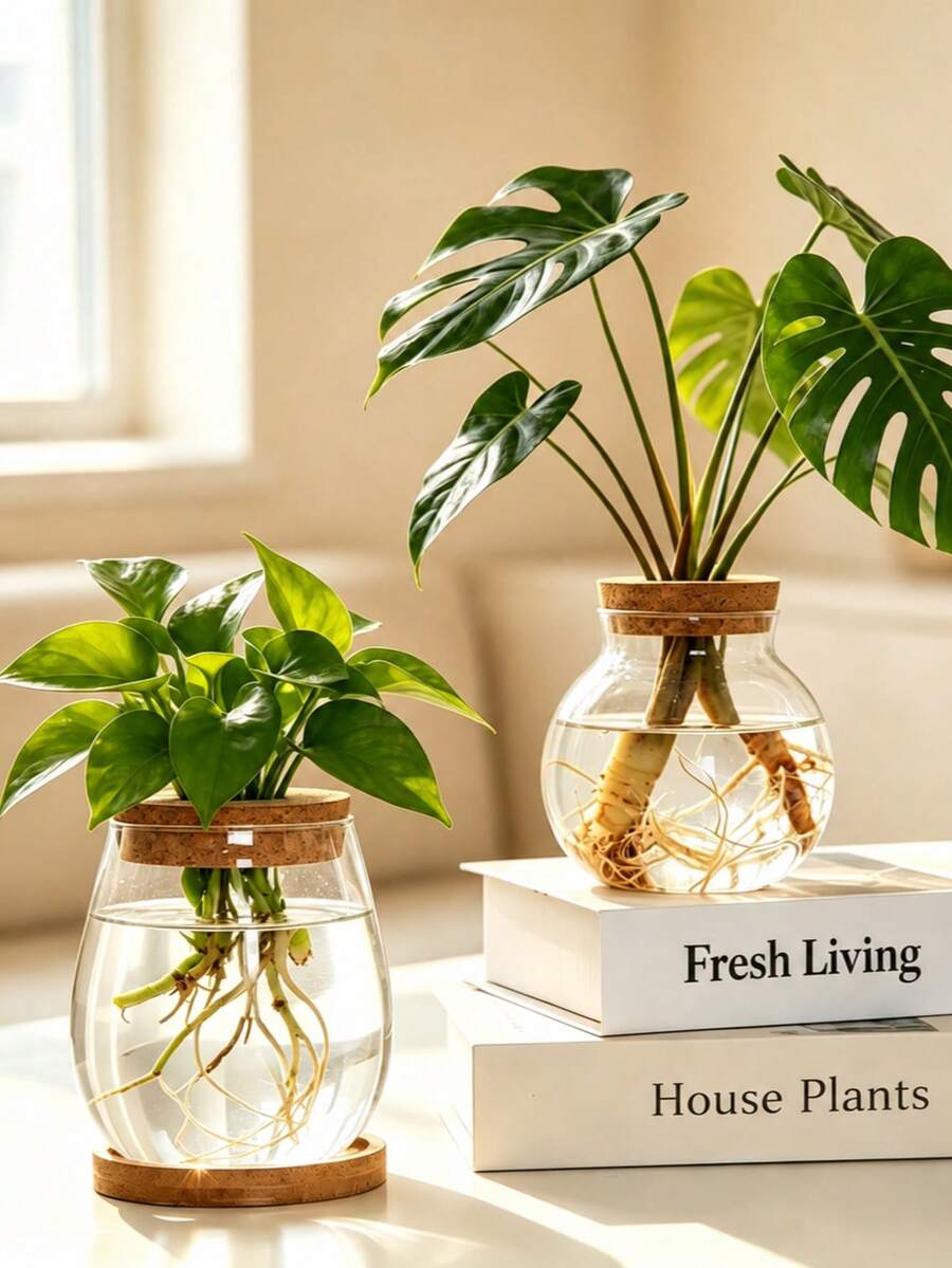 1pc Round/Oval Hydroponic Plant Glass Vase Transparent Flower Vase Plant Propagation Cup Christmas Gift Mother's Day Office Decor Home Dining Table Vase - 1PC - View 1