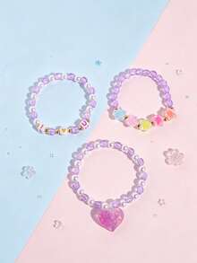 3pcs/Set Macaron Beaded Bracelet With Cute Pendant, Girls Daily Wear Decorative Jewelry Gift - one-size - View 16