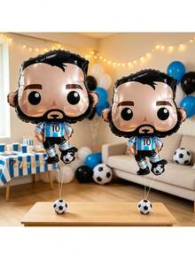 2pcs Cartoon Soccer Character Foil Balloons, Suitable For Soccer Party Decoration, Theme Party Setup, Soccer Atmosphere Decoration, Soccer Game Viewing Setup - Cartoon Players - View 3