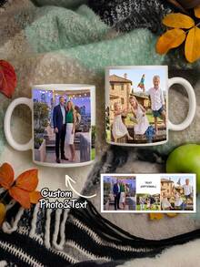 1pc Customized Mug, Personalized Photo And Text, Suitable For Daily Use, Ideal Choice For Commemorating Moments, Gift For Him/Her, Family Gatherings And Special Occasions - Multicolor - View 2