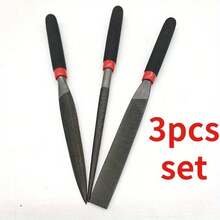 3/1sets High Carbon Steel Deep Tooth File Set - Mini Flat Head, Mini Half Round Head, Mini Round Head Suitable For Wood, Metal, Glass, Ceramic Professional Grade Tools, Suitable For Sharpening, Polishing And Surface Treatment Handmade Mini Assorted File Set Small Woodworking File Micro Steel Rasp Fine Tooth - A - View 7