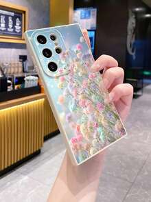 1 ốp lưng điện thoại bảo vệ camera họa tiết hoa tươi in UV, tương thích với các dòng /Galaxy/Android - Màu be - Xem 2
