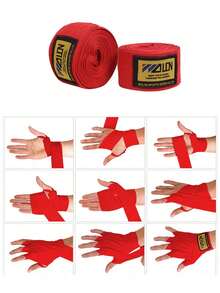 1 Pair Boxing Hand Wraps, Muay Thai Hand Wraps, Fitness Hand Wraps, Sports Sweat-Absorbing Combat Hand Wraps, Sanda Hand Wraps (Non-Elastic) - Multicolor - View 5