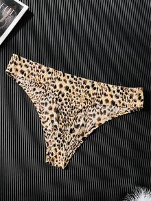 5pcs/Pack Men's 3D Sexy Letter Leopard & Zebra Animal Print Ice Silk Seamless Thong Underwear - Multicolor - View 8