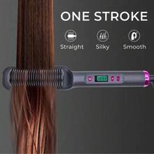 LUYAO Multifunctional Straightening Brush, Heat-Resistant Electric Comb, Anti-Scald Ceramic Straightening Brush, Fast Heating, Suitable For Home And Salon - Grey - View 7