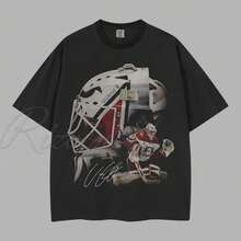 Vintage Ville Husso T-Shirt With Big Head Design, Comfortable 90s Colors, Design For Hockey Player And Ice Skater T-Shirts GFJS - Black - View 2