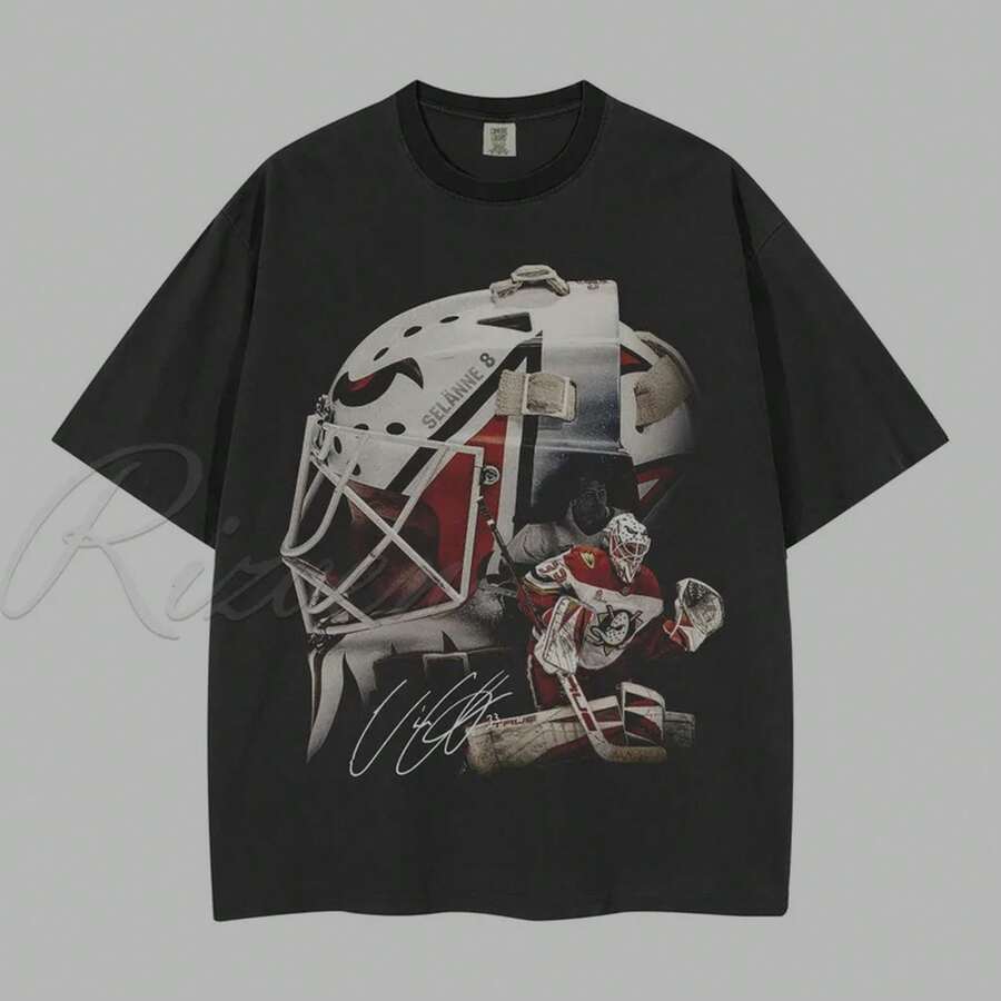 Vintage Ville Husso T-Shirt With Big Head Design, Comfortable 90s Colors, Design For Hockey Player And Ice Skater T-Shirts GFJS