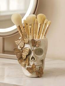 1pc Large Capacity Butterfly Skull Knot Shaped Storage Box, Suitable For Bathroom Makeup Brushes And Cosmetics. This Elegant Makeup Brush Storage Box Is Perfect For Girls, Students And Creative Home Decor. Also Suitable For Vacation, Beach, Bathroom, Bedroom And Other Places. - Multicolor - View 8