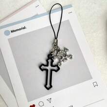 1pc Hollow Cross Skull Phone Charm, Niche Subculture Phone Chain, Small Gift For Meeting - Multicolor - View 3