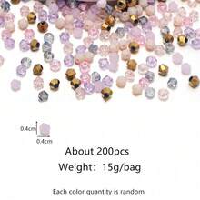1 Pack Pink Gold Tone Glass Crystal Pointed Beads, Random Color Shades (Random Quantity Per Color), Approx. 200pcs/Bag - Pink Gold - View 3