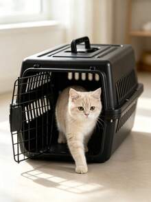 1 Trasportino per animali domestici con manico superiore, porta a scatto per impedire la fuga degli animali, design con ventilazione cava, adatto per viaggi all'aperto e uso in veicolo - Multicolore - Visualizzare 3