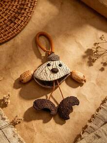 1pc Handmade Nut Shell Doll Bag Charm, Shakes To Make Healing Sound, Suitable For Academic, Vintage, Vacation Style Bag Decoration, Also Can Be Used For Car Decoration - Champagne - View 4