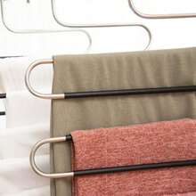 1pc Stainless Steel S-Shaped Hanger, Non-Slip Space-Saving, Suitable For Pants And Scarves, Closet Storage And Organization Solution, Home Essential - Multicolor - View 5