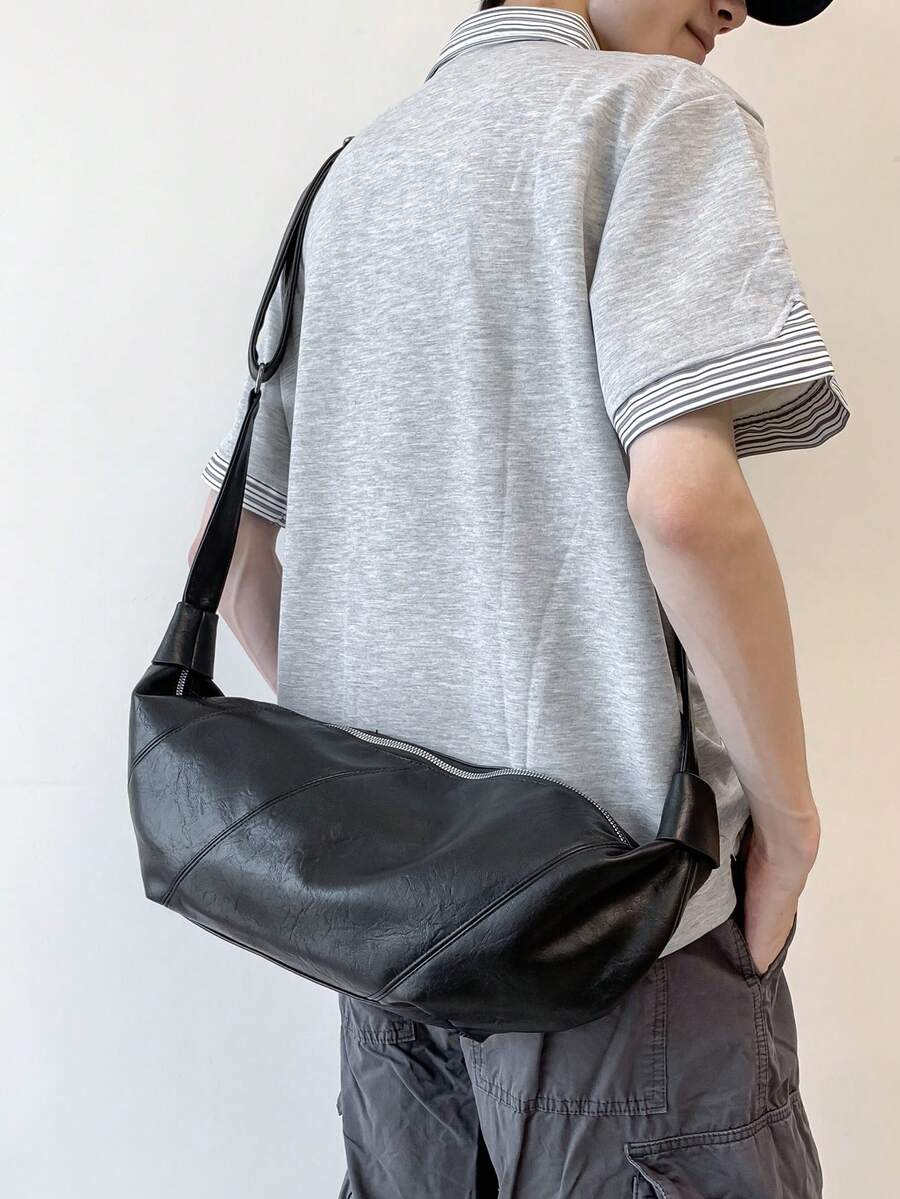 GUANMO Fashion Patchwork Dumpling Bag Casual Men's Crossbody Single Compartment Daily Commute Travel Shopping Unisex Minimalist Clean Version - A - View 1