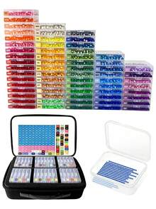 Transparent Diamond Painting Storage Box Tray Set With Carrying Bag, Diamond Painting Beads Storage Box With Stickers, Diamond Painting Tools - A - View 1