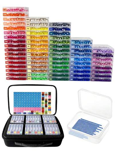 Transparent Diamond Painting Storage Box Tray Set With Handle Bag, Diamond Painting Bead Storage Container With Stickers, Diamond Art Tools