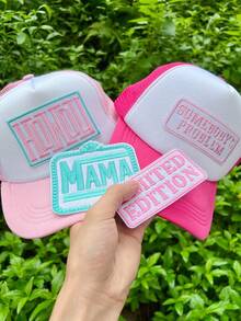 少女風粉色刺繡燙貼補丁，字母補丁，適用於卡車帽、夾克、衣物與包包 - 彩色 - 查看 2