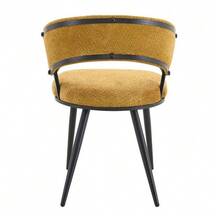 Set Of 4 Yellow Velvet Dining Chairs With Black Metal Frame, Modern Accent Chairs With Wrapped Backrest, Chair For Dining Room, Kitchen, Living Room, Bedroom - Yellow - View 3