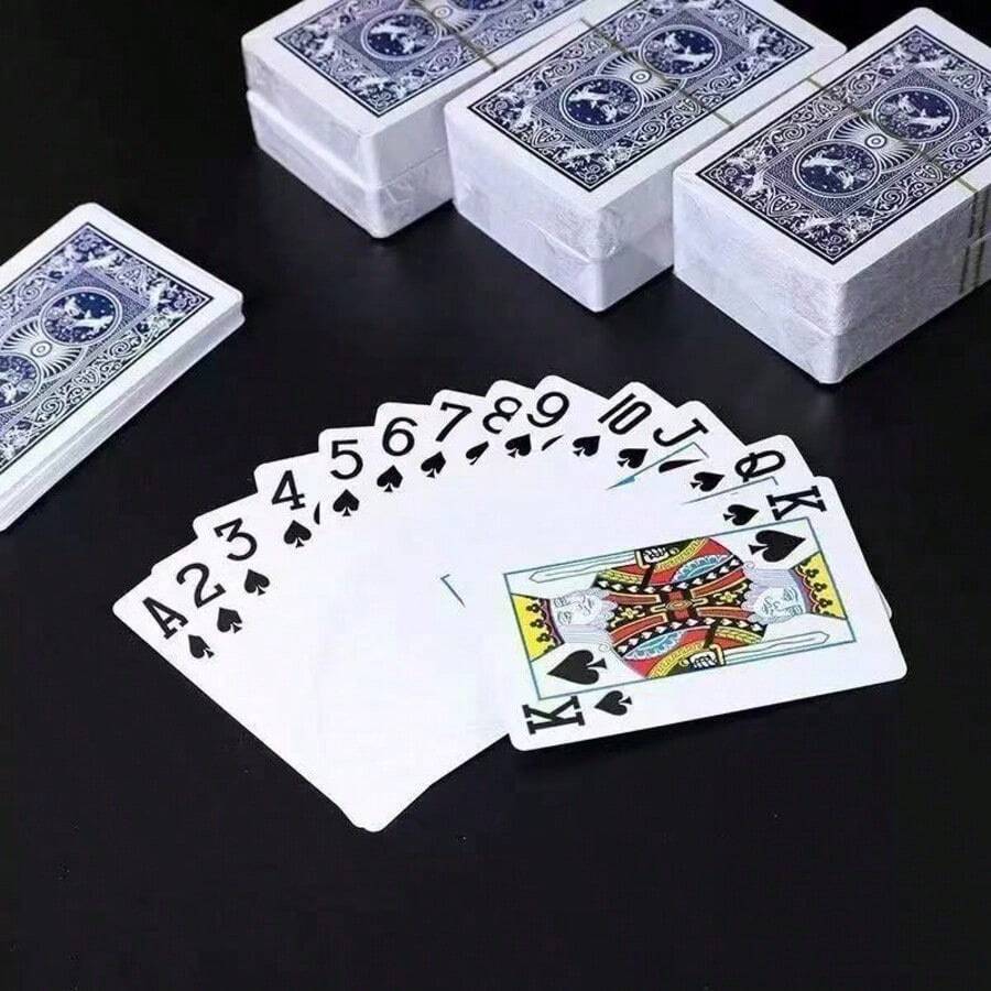 54pcs/Set, 56x86mm Gray Paper Core Playing Cards, Red Back, Magic Props For Party And Board Games - Multicolor - View 1