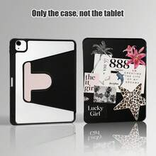1pc Flip Desktop Protective Case With Pen Slot, Lily, Leopard Print Star, Palm Tree, Dolphin Pattern, 360 Degree Rotating Stand, Compatible With Honor 8/9/10/X8/X8A/X9/X8Pro/X9Pro/X9A/ Matepad Pro/Matepad SE 11/Matepad 11/Apple 10th Gen/ 11 2025 (A16) And A9 And Other Popular Models - Multicolor - View 5