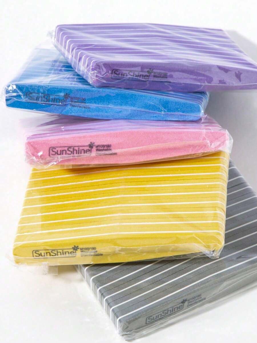 100/180 Grit Washable Sponge Nail Sandpaper Double-Sided Nail Pre-Treatment File Nail Polishing Buffing File, Nail Supplies, Nail Tools, Manicure Tools, Nails, Nail Tools - Multicolor - View 1