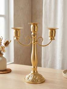 1pc Vintage European Style Iron Candle Holder/Candle Stand, Candlelight Dinner Photography Prop, Candlelight Dinner Wedding Table Decor, Room Decor/Home Decor/Dining Table Decor/Wedding Candle Decor, Suitable For Weddings, Holidays, Home Tabletop Decor, Parties, Weddings, Girlfriend Gifts/Winter Gifts, Thanksgiving/Christmas/Halloween - Gold - View 15