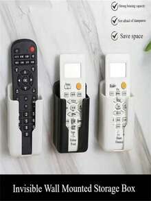 1/2pcs Plastic Wall-Mounted Remote Control Holder - Multi-Functional Plastic Storage Box, Suitable For TV/Air Conditioner Remotes And Office Supplies, Space-Saving Design, Smooth Surface, Easy Installation - Multicolor - View 8
