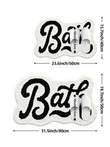 DAJIANG 1pc Bathroom Rug Mat, Flocked Soft "Bath" Letter Design, TPR Backing Anti-Slip, Suitable For Kitchen, Outdoor, Indoor, Hallway, Bedroom, Living Room, Bedside, Machine Washable Easy To Clean, Bedroom Bathroom Decor Rug - Multicolor - View 3