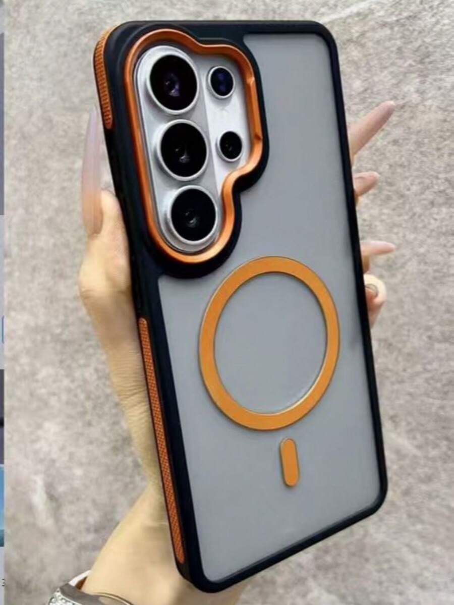SamsungGalaxy S26 Ultra/S25/S24 Ultra/S23 Ultra Exklusive Luxus Matte Transparente Stoßfeste Magnetische Handyhülle, Niedliche Handyhülle, Koreanische Handyhülle, Smartphone Hülle - Orange - Übersicht 1