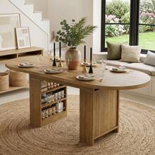 Extendable Dining Table 150/200 * 90, Suitable For 6-8 People, With Storage Space, Thickened Tabletop, Scandinavian Style Dining Table, Oak Color. - 1 - 查看 9