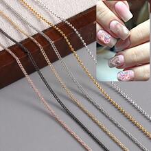 12pcs/Set Gold And Silver Chain Nail Charmss – 3D Steel Bead Chain Pendant Design; Retro Y2K Style Nail Decorations For DIY Accessories And Salon Use - 彩色 - 查看 6
