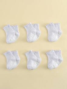 6 Pairs Baby Socks With Ruffle Edge, Anti-Slip Low-Cut Ankle Socks For Girls, Cute Toddler Socks With Grip - Multicolor - View 27