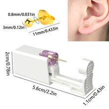 Kit de perforación de oreja desechable de 1/2/4/6/8 piezas con aretes de bola de oro incorporados - Dorado - Ver 6