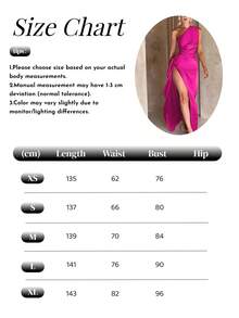 Women's Hot Pink Silk Satin One Shoulder Ruched Maxi Dress Sexy Backless High Slit Perfect For Outings,Parties,Cocktail,Wedding Guest And Prom - 玫紅色 - 查看 3